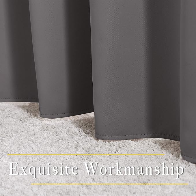 NICETOWN Gray Blackout Curtains for Bedroom 84 inches Long - Thermal Drapes Grommet Room Darkening Light Blocking Curtains Window Treatments for Living Room (2 Panels, W52 x L84, Grey)