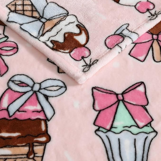Betsey Johnson - Blanket, Buttery-Soft Throw Blanket for Couch or Bed, Boldly Plush & Oversized Bedding (Coquette Ice Cream Pink, 50" x 70")