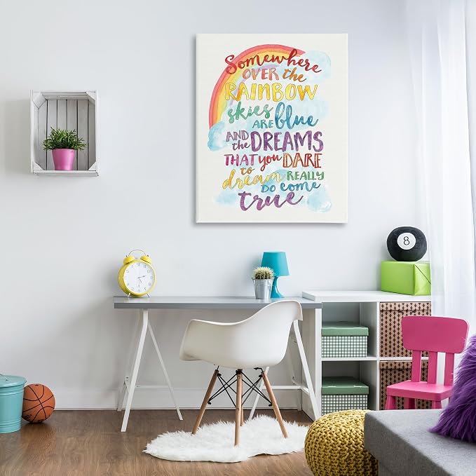 Stupell Industries 'Somewhere Over the Rainbow with Rainbow', Canvas Art, 36 x 48 Inches, Easy to Hang and Sturdy, Made in USA, by Erica Billups