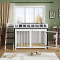 PakaLife Loft-Style Dog Crate Furniture with Double Doors, Heavy Duty Dog Kennel Indoor for Medium and Large Dogs, Wooden Pet House with Multi-Purpose Blanket and Fluffy Dog Bed