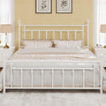 SHA CERLIN 14" King Size Metal Platform Bed Frame/Victorian Headboard and Footboard/Steel Slats Mattress Foundation for Storage/No Box Spring Needed/Noise Free/White