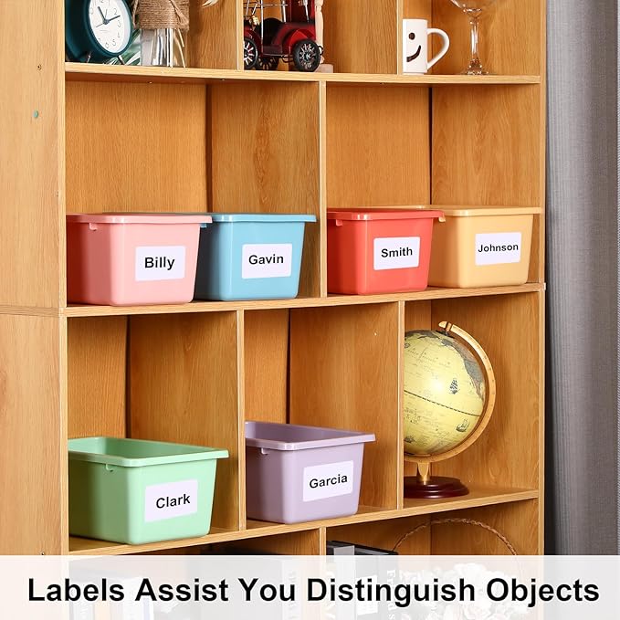 Zonon 12 Pcs Plastic Cubby Storage Bin Back to School Classroom Cubby Organization Storage Container with 1 Pack Self Adhesive Label for Office School Library(Macaron Color,11.61 x 7.68 x 4.92)