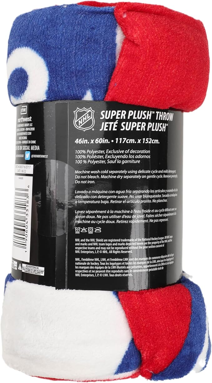 Northwest NHL New York Rangers Micro Raschel Throw Blanket, 46" x 60", Dimensional