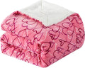 Elegant Comfort Luxury Valentine’s Day Sherpa Throw Blanket Ultra-Soft Cozy Velvet Pink Hearts Fleece Throw - Micromink Sherpa for Her, Wife, Girlfriend, Sherpa Reversible Blanket- Amara