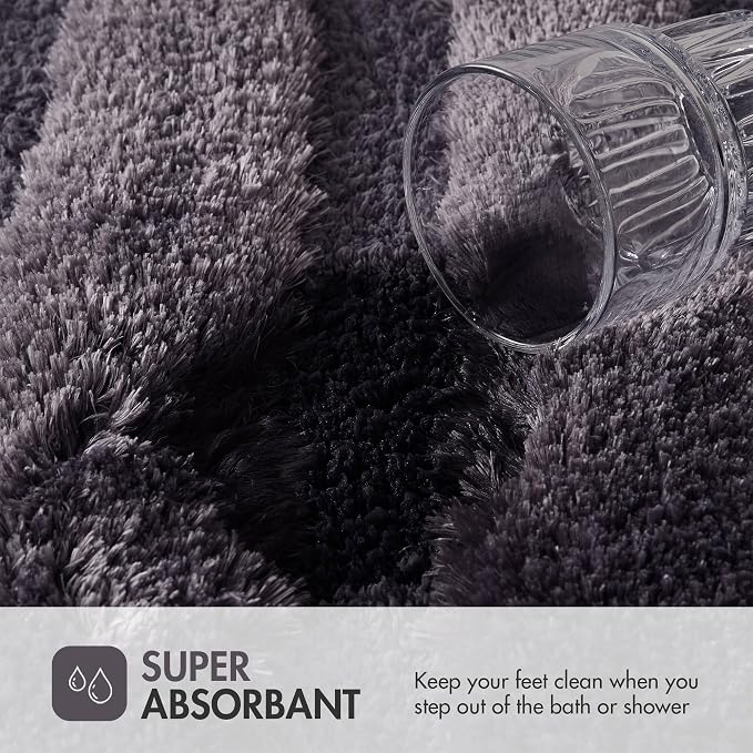 Madison Park Tufted Pearl Channel Absorbent Bathroom Rugs Non Slip Washable Bath Mat Shaggy Rugs For Bathroom Bedroom Plush Thick Soft Machine Wash Rubber Back Grey 17x24" 1 Piece