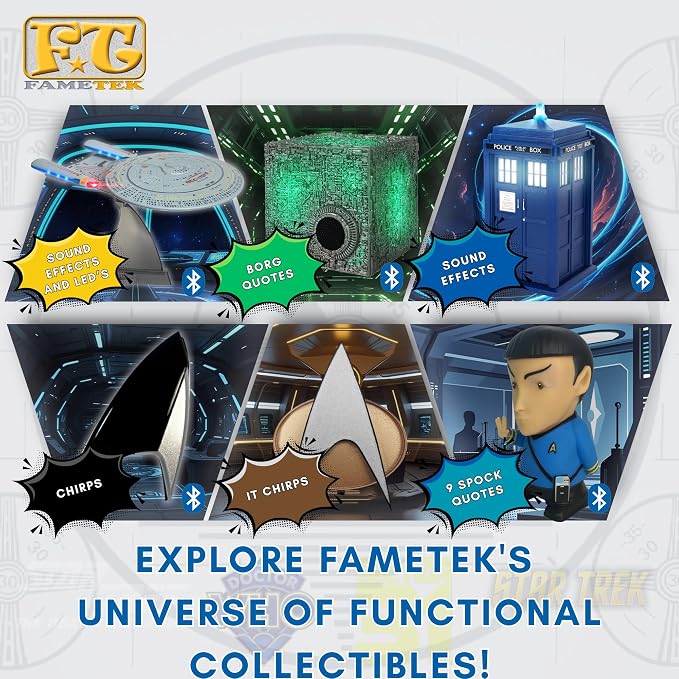 FAMETEK Star Trek Next Generation TNG Bluetooth ComBadge | Connect the TNG Communicator to your phone or PC for calls and texts, Cosplay with Chirping Sound Effect or Home Automation