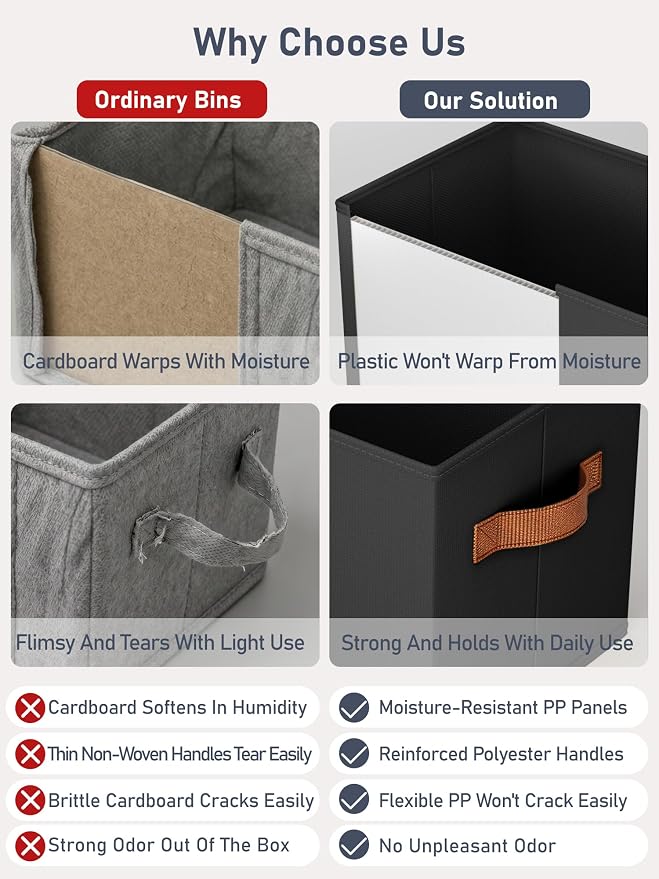 8 Pack Large Closet Storage Baskets Bins for Shelves, Collapsible Fabric Closet Organizers and Storage with Polyester Handles, Decorative Baskets for Organizing Clothes, Towels, Linen Closet 16x12x10"