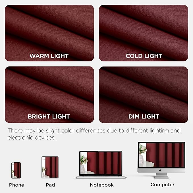 Joydeco Blackout Patio Sliding Door Curtains 96 Inches Long, Grommet Privacy Room Divider Curtains, Extra Wide Thermal Blackout Drapes for Bedroom Living Room (Burgundy Red, 80Wx96L, 1 Panel)