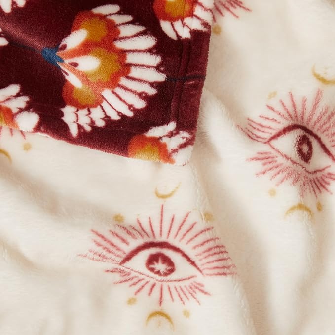Jessica Simpson Plush 50"X70" Throw Blanket - Celeste Burgundy/Red - Luxurious Plush Blanket for Ultimate Comfort and Cozy Warmth