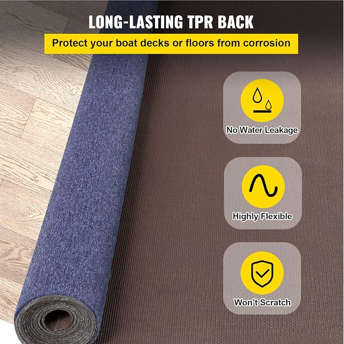 Happybuy 6 ft x 29.5 ft Deep Blue Marine Carpet for Boats Waterproof - 0.18" Thick Indoor Outdoor Rug Carpet Roll for Home Patio Porch Deck