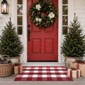 27.5"x43" Outdoor Rug, Red and White Front Door Mat, Cotton Woven Entryway Rug, Washable Layering Rug for Front Porch Christmas Outdoor Decor