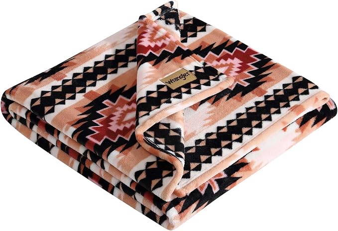 Wrangler - Blanket, Super Soft Plush Bedding, Yellowstone Inspired Throw Blanket for Couch or Bed (Plains Creek Pink, 50" x 70")