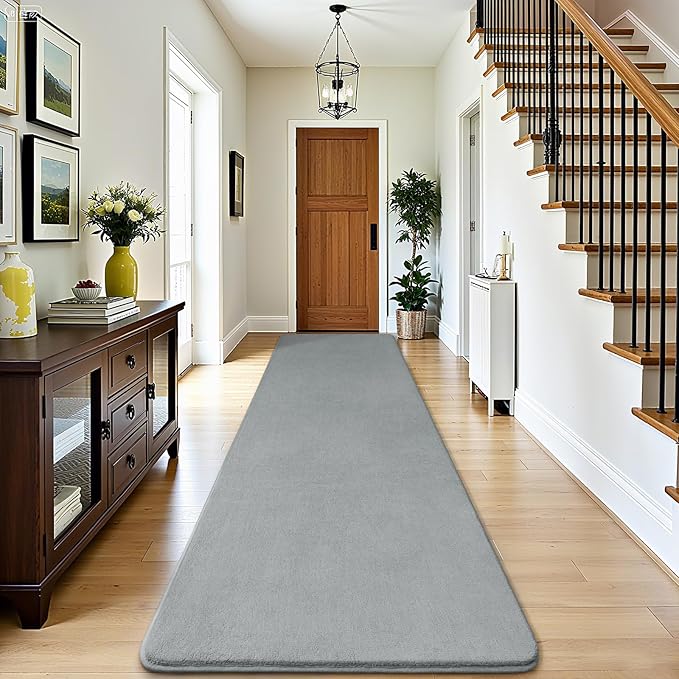 Amearea Modern Soft Hallway Runner Rug, 2x8 Feet Area Rug Runners for Hallways, Washable Runner Rugs, Non Slip Memory Foam Runner Rugs Carpet for Entrance Kitchen Kids Room Decor, Grey