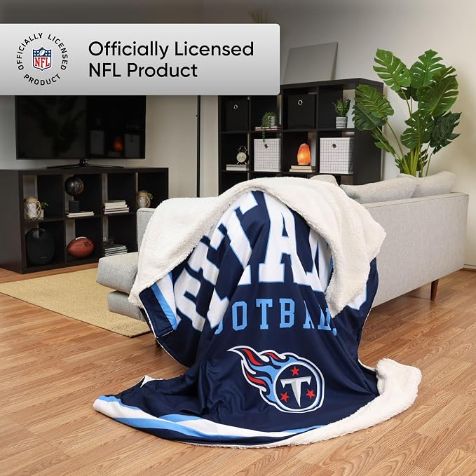 FOCO Tennessee Titans NFL Team Property Of Sherpa Fleece Blanket