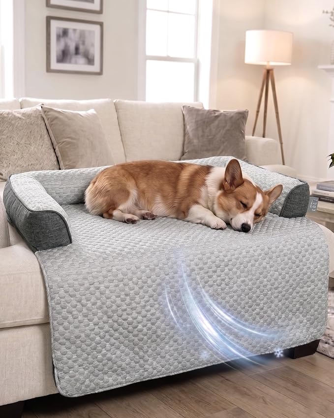 Cooling Dog Bed/Mat for Couch,Medium Size(41" x 37") Cooling Mat for Dog | Non-Slip&Manchine Washable,Ice Silk Cool Fiber Keep Pets Cool & Comfortable,Protects Sofa from Fur & Scratches