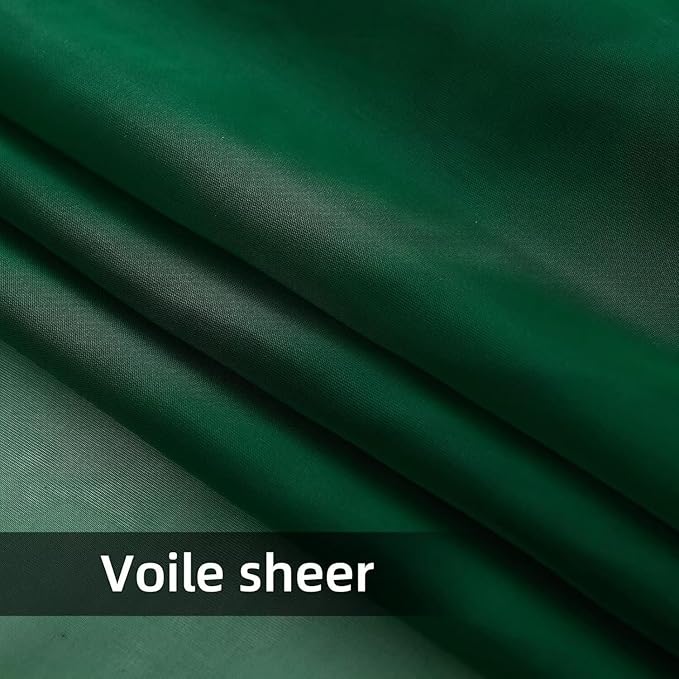 youleyar Solid Sheer Rod Pocket Curtain Voile Draperies 2 Panels White Beige Black Grey Coffee 42 Inch Width 63 Inch Long 1 Pair for Kitchen Bedroom Children Living Room Yard (Foliage Green,42Wｘ63L)