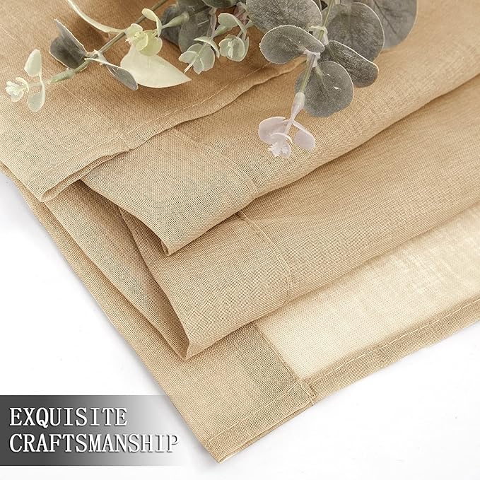 Tollpiz Sheer Curtain Linen Textured Bedroom Curtains Sheer Light Filtering Rod - Image 7