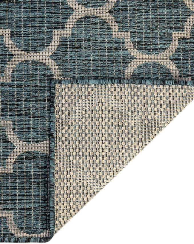 Unique Loom Outdoor Trellis Collection Area Rug (3' 3" x 5' 3" Rectangle, Teal/ Gray)