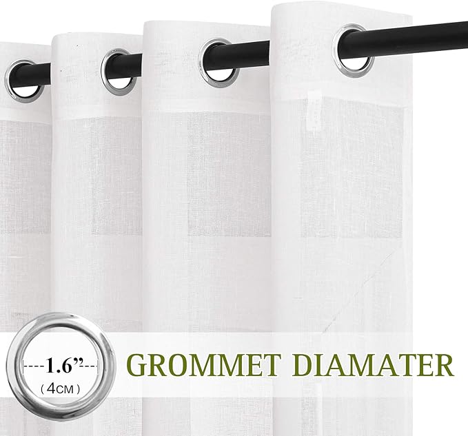 NICETOWN 45 inch Curtains White Semi Sheer, Grommet Light Filtering Window - Image 2