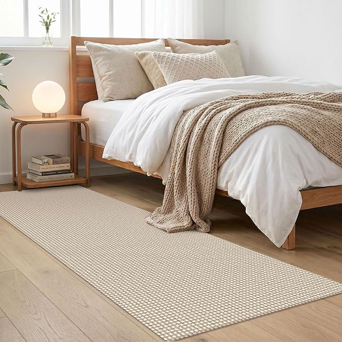 IOHOUZE Washable Runner Rug 2x6 Non Slip Runners for Hallways Entryway Runner Indoor, Kitchen Rugs Woven Cotton Floor Carpet for Kitchen Hall Entrance Bedroom, Cream/Beige