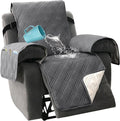 H.VERSAILTEX 100% Waterproof Recliner Chair Covers 1-Piece Reversible Recliner Covers for Large Recliner with Elastic Straps Sitting Width Up to 28" (Oversized Recliner, Grey/Beige)