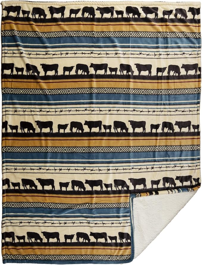 Carstens, Inc. Ultra Premium Super Soft Plush Sherpa Fleece Oversized Throw Blanket 54" x 68", Morning on the Farm