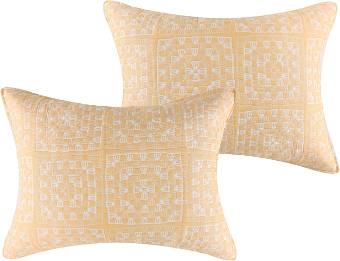 Greenland Home Fashions Granny Squares Vintage Matelassé Collection Standard Pillow Sham