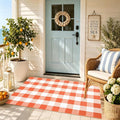 USTIDE Buffalo Plaid Outdoor Rug 3'x5' Orange White Washable Checkered Area Rug for Porch, Deck, Balcony, Camping, Farmhouse Outdoor Decor