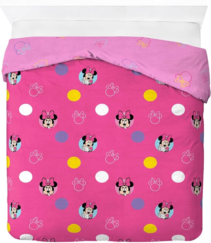 Jay Franco Duvet Cover Set – 3 Piece Comforter Cover and Sham Set, Super Soft Cozy Kids Bedding (Insert Not Included) Pink- Minnie Mouse, Full