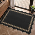 Easy Jute Kitchen Rug 2x3 Front Door Mat Washable Non Slip Entryway Rug Farmhouse Neutral Low Pile Black Scalloped Rugs for Entryway Proch Doorway