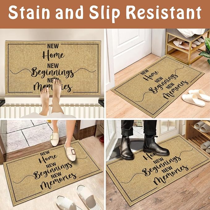 Welcome Door Mat Home Mats for Front Door Indoor Outdoor Entrance with Non-Slip Backing Housewarming Gifts New Home Decor Sign for Family Friends New Beginnings House Gift Idea for Floor 16.9"x29.9"