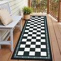 Jute Checkered Runner Rug, 2x6 Outdoor Runner Rugs, Washable Hallway Runner | Farmhouse Runner Carpet Non-Slip Kitchen Mat, Modern Checkerboard Indoor Outdoor Carpets for Porch Laundry, Black and White