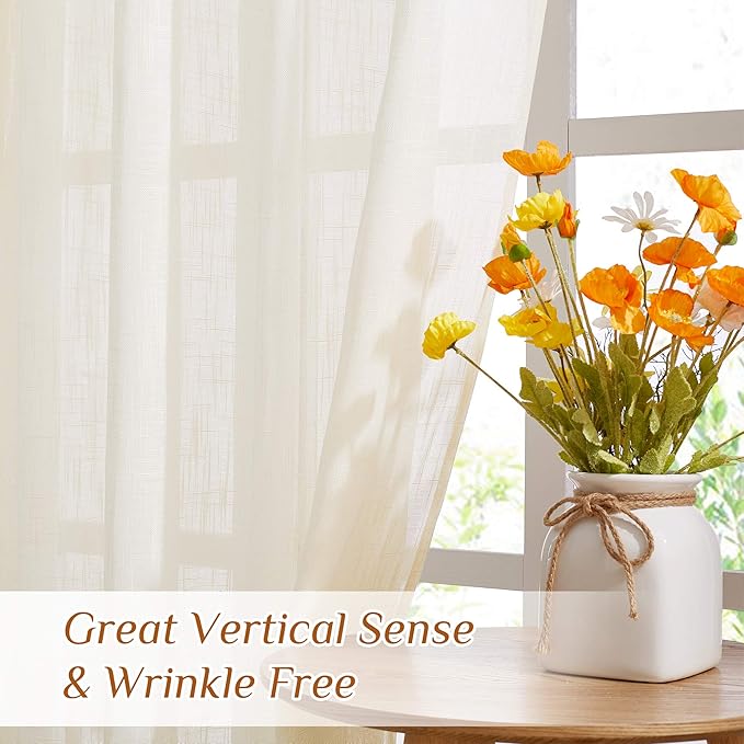NICETOW Semi Sheer Linen Curtains - Image 5