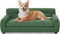 38" Dog Sofa Couch Bed for Small, Medium, Large Dogs, Soft Memory Foam Pet Sofa with Durable Linen Fabric, Comfortable Pet Couch with Backrest and Armrests, Easy to Clean and Maintain（Green）