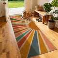 Washable Sun Easy Jute Runner Rug, 2x6 Rainbow Sun Modern Boho Retro Outdoor Indoor Patio Farmhouse Rug, Woven Ultra Thin Non Slip Long Runner Carpet Door Mat for Hallway Kitchen 6ft Entryway Porch