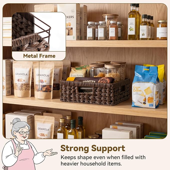 GRANNY SAYS Wicker Basket for Organizing, Wicker Storage Basket for Shelves, Woven Basket for Pantry Storage, Decorative Basket, Brown, 1-Pack
