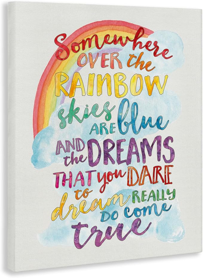 Stupell Industries 'Somewhere Over the Rainbow With Rainbow', Canvas Art, 24 x 30 Inches, Easy to Hang and Sturdy, Made in USA, by Erica Billups
