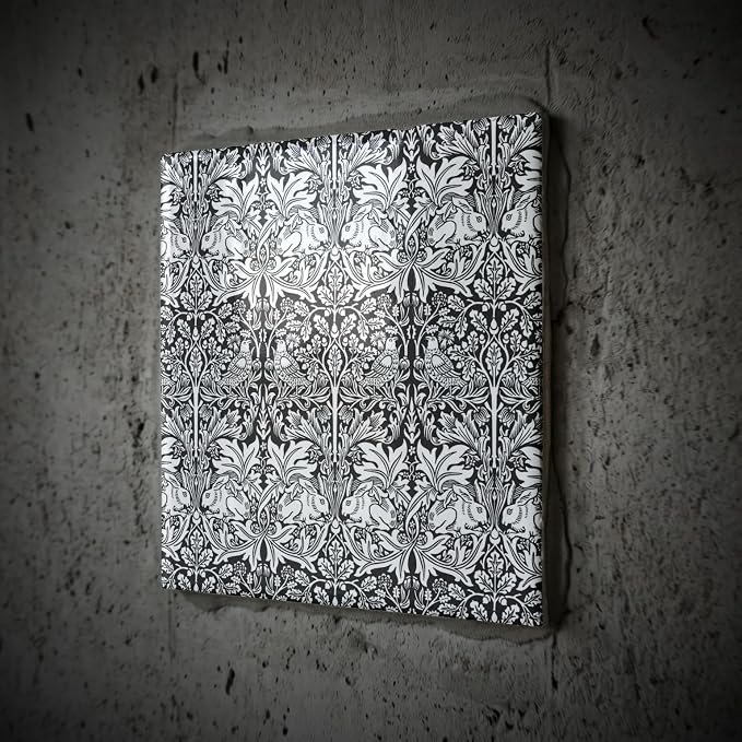 3dRose ct_219398_4 William Morris Brer Rabbit Chintz Pattern in Black and White Ceramic Tile, 12"