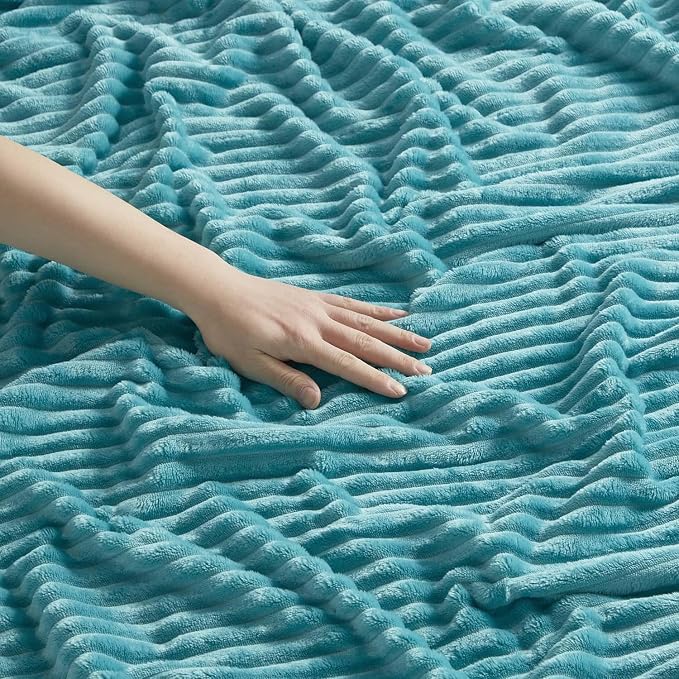 Nestl Blue Throw Blanket for Couch - Cozy Warm Fuzzy Blankets for Women, Set of 2 Small Fleece Throws for Girls - Teal Blue, 50 x 60 Inches