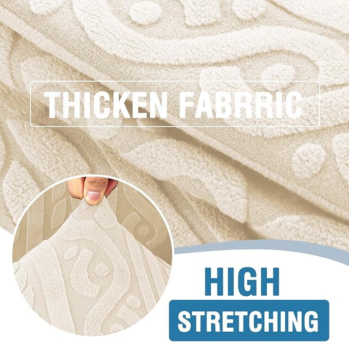 H.VERSAILTEX Chair Cover 1 Piece Stretch Dog Couch Cover Anti-Slip Soft Slipcovers for Couches and Sofas Washable Upgrade Thick Jacquard Fabric with Spiral Pattern(30"-40", Ivory)