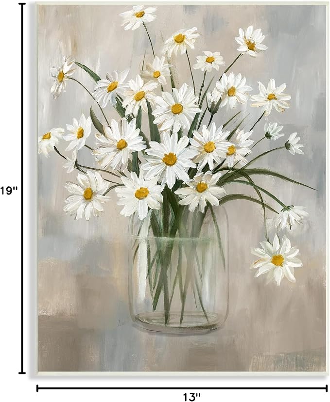 Stupell Industries 'Potted Daisy Bloom Bouquet'| Wall Plaque Art | Stupell Industries | 13 x 19 Inches, Easy to Hang and Sturdy, Made in USA, by Nan