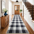 AROGAN Checkered Jute Runner Rug for Hallway, 2x8 Kitchen Runner Washable Rugs Carpet, Long Farmhouse Design Geometric Rugs for Entryway Indoor Laundry Welcome Mat 8 Ft Entry, Black and White