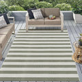 Green and White Striped Outdoor Rug 5x7, Washable Cotton Woven Patio Rug, Reversible Foldable Front Porch Decor Indoor Outdoor Rugs for Farmhouse/Living Room