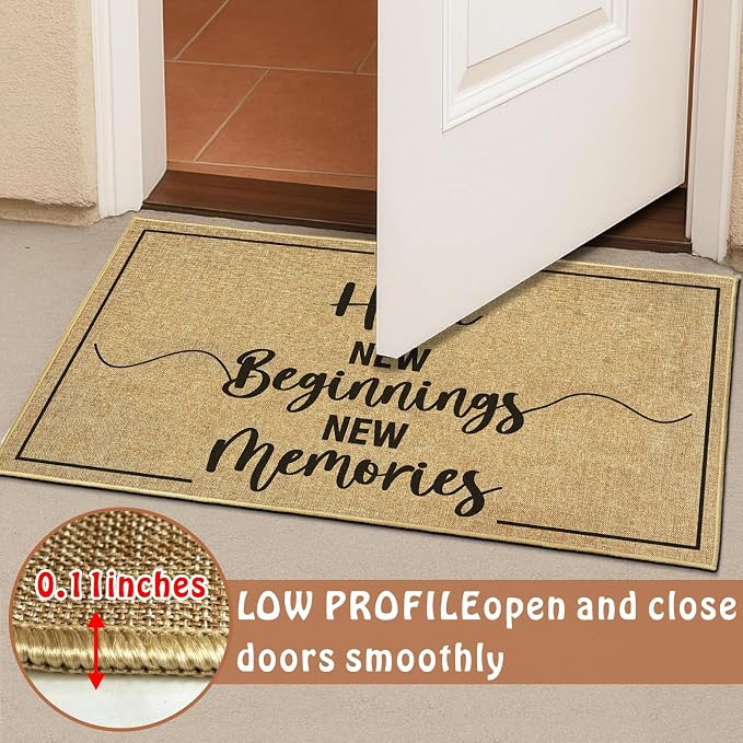 Welcome Door Mat Home Mats for Front Door Indoor Outdoor Entrance with Non-Slip Backing Housewarming Gifts New Home Decor Sign for Family Friends New Beginnings House Gift Idea for Floor 16.9"x29.9"