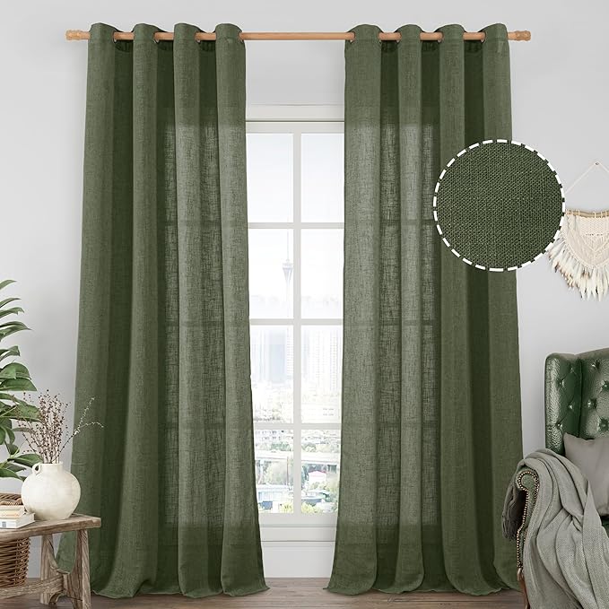 LAMIT Long Linen Curtains 2 Panels Set by LAMIT