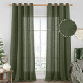 LAMIT Olive Green Sheer Linen Curtains 84 Inches Long by LAMIT
