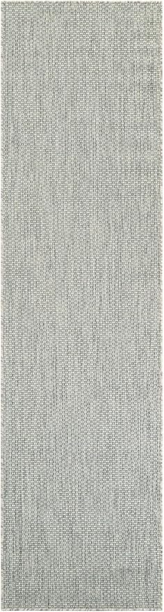 Unique Loom Outdoor Solid Collection Area Rug (2' 7" x 10' Runner Light Gray/Ivory)