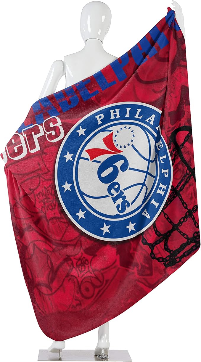 Northwest NBA Philadelphia 76ers Unisex-Adult Fleece Throw Blanket, 50" x 60", Hard Knocks
