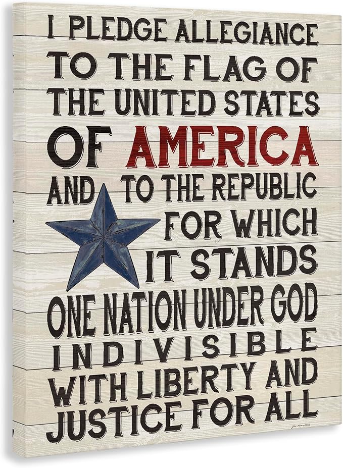 Stupell Industries 'Pledge of Allegiance Patriotic', Canvas Art, 30 x 40 Inches, Easy to Hang and Sturdy, Made in USA, by Jo Moulton