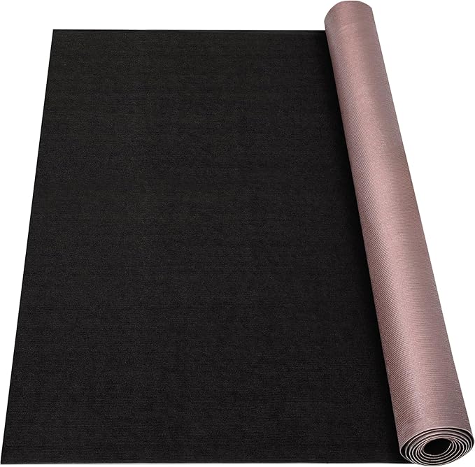 Grefinity Marine Carpet,6 FT x 18 FT Black Indoor Outdoor Carpet 0.2" Thick Boat Rug with Water-Proof TPE Backing for Home, Patio, Porch, Deck